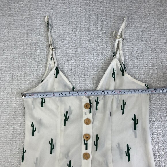 Show Me Your Mumu Remy Romper White/Cream Green Cactus AOP Button Size Small - Picture 9 of 16
